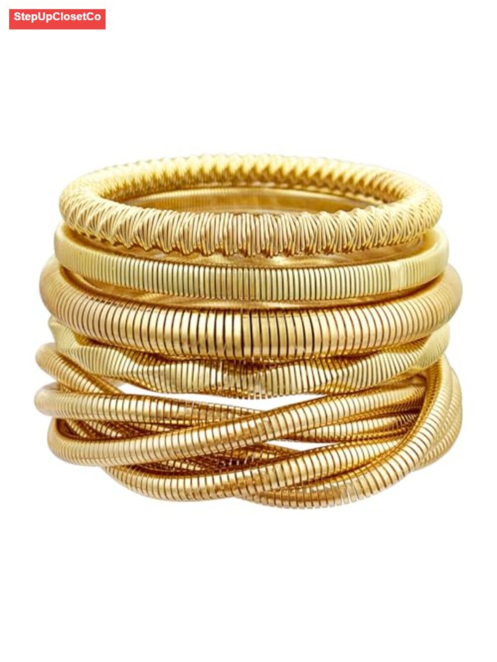 5 Piece Chunky Stretch Bangle Bracelet Set Women Waterproof Jewelry